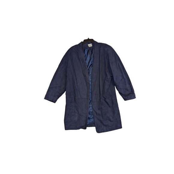 Vintage Weathervane Suedemark II Trench Coat Navy Blue Size 14 Made In USA - Picture 1 of 8